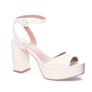 Chinese Laundry Cream Block Heel Sandals